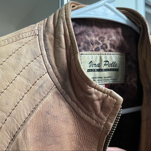 Vera Pelle Light Brown Natural Leather Jacket Women’s Size 44 - Picture 5 of 8